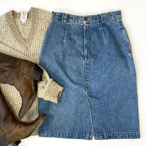 Vintage Calvin Klein Sport denim midi pencil skirt